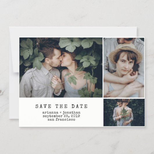 タイプライモダンター| 3写真保存日 マグネット招待状 (正面)