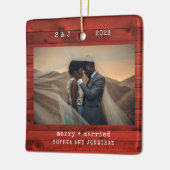 タイプライ素朴ター（赤） |とメリー写結婚した真 セラミックオーナメント (左)