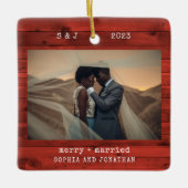 タイプライ素朴ター（赤） |とメリー写結婚した真 セラミックオーナメント (正面)