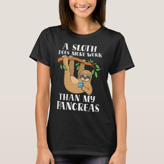 タイプワンダフルな怠け者かわいいナマケモノ1型糖尿病Awa Tシャツ (正面)