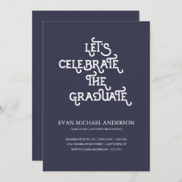 タイプ素朴ダークブルー卒業招待状 招待状