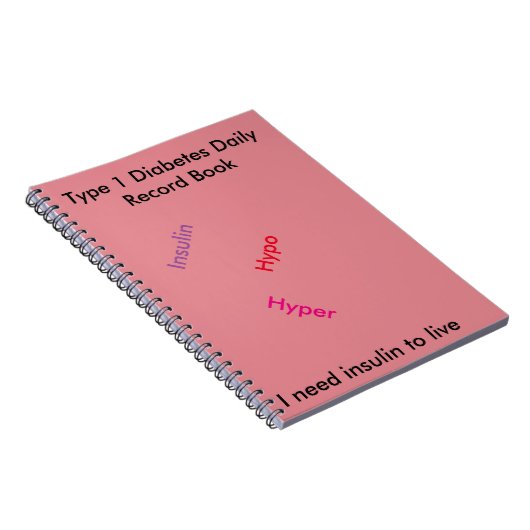 タイプ1の糖尿病の日誌の本 ノートブック (右側)