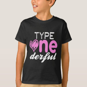 タイプ1ダーフル女の子おもしろいT1d糖尿病認識度1 Tシャツ