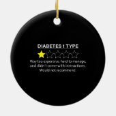 タイプ1糖尿病T1D星1評価ギフトおもしろいティー セラミックオーナメント (裏面)