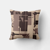 タイペダークブラウンonベージュMCMルック抽象デザイン クッション (裏面)