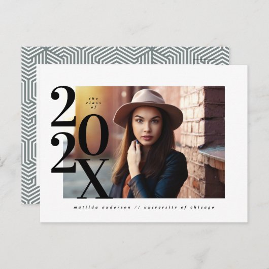 タイポはっきりしたリトおよび幾何学卒業用はがき シーズンポストカード (正面/裏面)