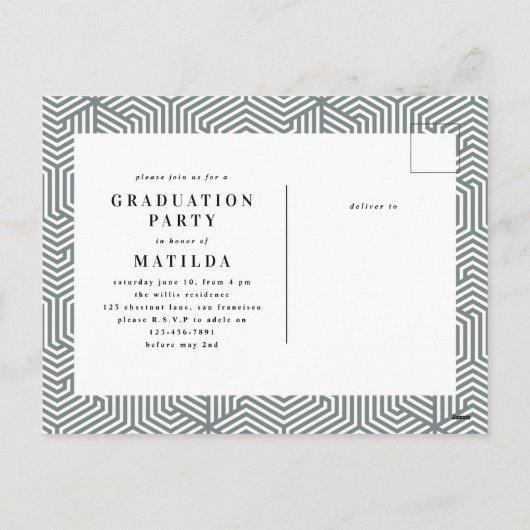 タイポはっきりしたリトおよび幾何学卒業用はがき シーズンポストカード (裏面)