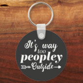 タイポグラフィおもしろいの外で人が多すぎる キーホルダー (正面)