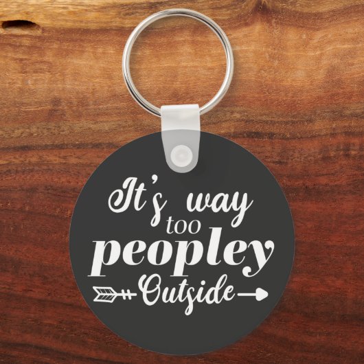 タイポグラフィおもしろいの外で人が多すぎる キーホルダー (正面)