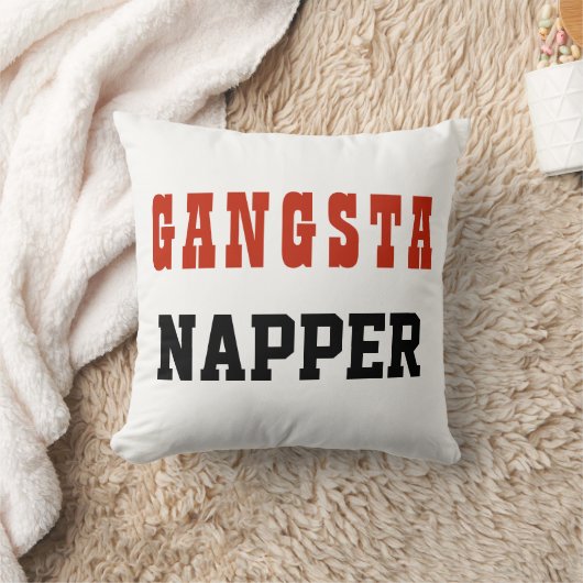 タイポグラフィおもしろいギャングナッパ クッション (ブランケット)