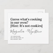 タイポグラフィおもしろい妊娠の発表 案内ポストカード (正面/裏面)