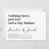タイポグラフィおもしろい小さな人夫婦の赤ちゃんシャワー 招待状 (正面)