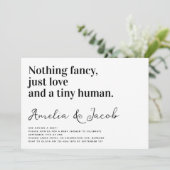タイポグラフィおもしろい小さな人夫婦の赤ちゃんシャワー 招待状 (スタンド正面)