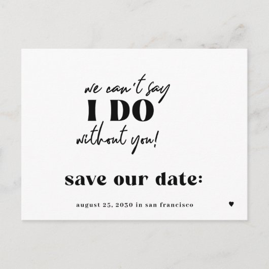 タイポグラフィおもしろい引用文結婚式の日付を保存 案内ポストカード (正面)