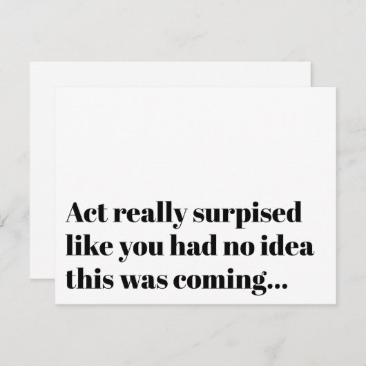 タイポグラフィおもしろい行為は花嫁の提案を驚かせた 招待状 (正面/裏面)