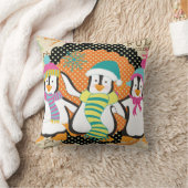 タイポグラフィおよびペンギンのクリスマスの休日の枕 クッション (ブランケット)