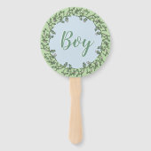 タイポグラフィお洒落ピンクブルーグリーン性別リビール ハンドファン (裏面)