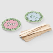 タイポグラフィお洒落ピンクブルーグリーン性別リビール ハンドファン (組立なし)