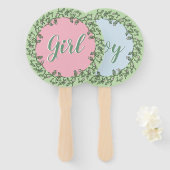 タイポグラフィお洒落ピンクブルーグリーン性別リビール ハンドファン (正面&裏面)