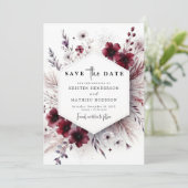 タイポグラフィお洒落ブルグンディ結婚ズ セーブザデート (スタンド正面)