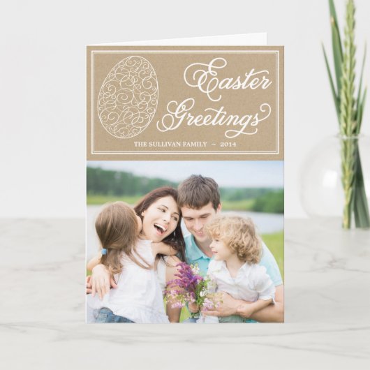 タイポグラフィお洒落ヴィンテージイースターグリーティングカード シーズンカード (正面)