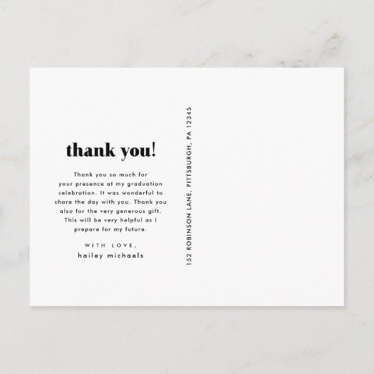 タイポグラフィお洒落卒業ありがとう写真 ポストカード (裏面)