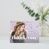 タイポグラフィお洒落卒業ありがとう写真 ポストカード (スタンド正面)