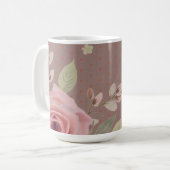 タイポグラフィが入ったピンクのバラ コーヒーマグカップ (正面左)