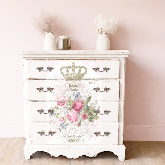 タイポグラフィとフランスのバラクラウン金ゴールドデコページ 薄葉紙