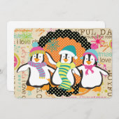 タイポグラフィとペンギンズクリスマスホリデー シーズンカード (正面/裏面)