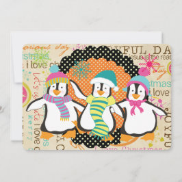 タイポグラフィとペンギンズクリスマスホリデー シーズンカード