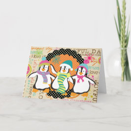 タイポグラフィとペンギンズホリデーグリーティングカード シーズンカード