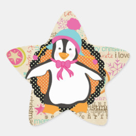 タイポグラフィとペンギンWhimsyスターステッカー 星シール