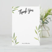 タイポグラフィと緑の水色の葉 サンキューカード (スタンド正面)