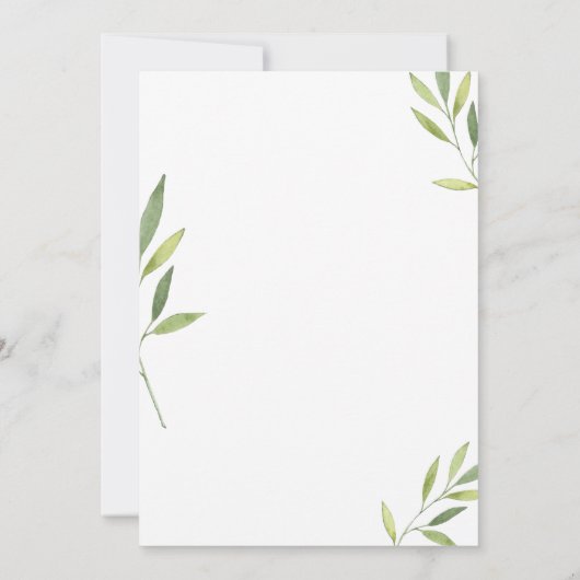 タイポグラフィと緑の水色の葉 サンキューカード (裏面)