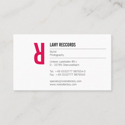 タイポグラフィと色 名刺 (正面)