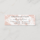 タイポグラフィのばら色の金ゴールドのグリッターの大理石のアポイントメント スキニー名刺 (裏面)