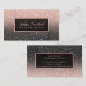 タイポグラフィのばら色の金ゴールドのグリッターの黒のグラデーションな化粧 名刺 (正面/裏面)