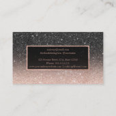 タイポグラフィのばら色の金ゴールドのグリッターの黒のグラデーションな化粧 名刺 (裏面)