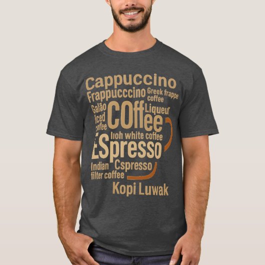 タイポグラフィのコーヒーカップデザイン ギフト Tシャツ (正面)