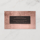 タイポグラフィのシンプルなのどのばら色の金ゴールドホイルの化粧 名刺 (裏面)