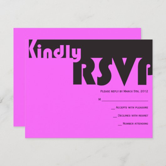 タイポグラフィのバーのバルミツワーの応答 出欠カード (正面/裏面)