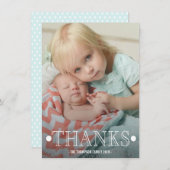 タイポグラフィのベビーは写真の平らなカード感謝していしています サンキューカード (正面/裏面)