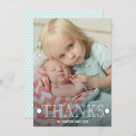 タイポグラフィのベビーは写真の平らなカード感謝していしています サンキューカード (正面/裏面)
