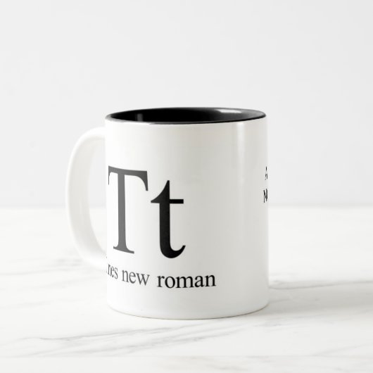 タイポグラフィのマグのアルファベット- Times New Roman ツートーンマグカップ (正面左)