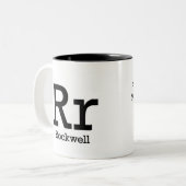 タイポグラフィのマグ-ロックウェルのアルファベット ツートーンマグカップ (正面左)