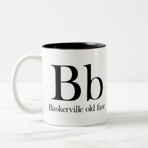 タイポグラフィのマグ- Baskervilleの古い顔のアルファベット ツートーンマグカップ