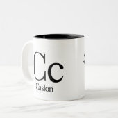 タイポグラフィのマグ- Caslonのアルファベット ツートーンマグカップ (正面左)