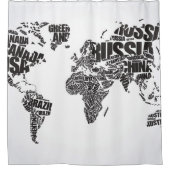 タイポグラフィの世界地図 シャワーカーテン (正面)
