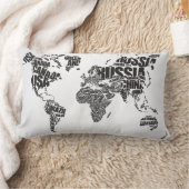 タイポグラフィの世界地図 ランバークッション (ブランケット)